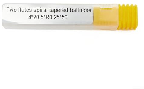 Fresa de extremo de alto acabado, broca de nariz de bola cónica de 2 flautas, R0 25, longitud de corte de 20 5 mm