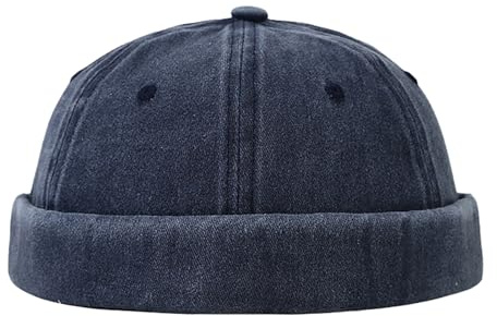 QKURT Cappello Docker da Uomo, Berretto Docker retrò Berretto da Marinaio da Lavoratore Cappello Senza Visiera, Berretto da Pescatore Estivo Senza Visiera, Berretto Regolabile