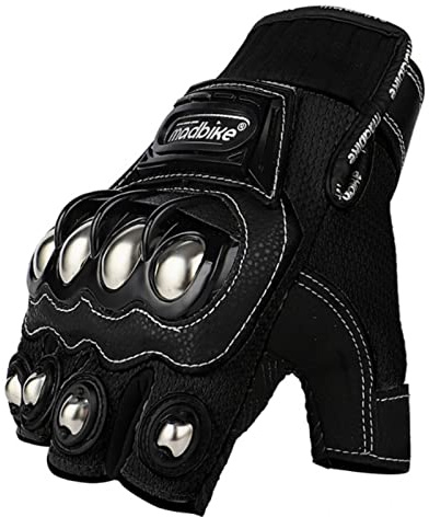 WIVKS Motorcycle Gloves for Men and Women, Half Finger Touchscreen Motorbike Gloves for BMX ATV MTB Riding, Road Racing, Cycling, Climbing, Motocross (Black, XX-Large)