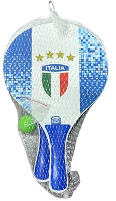 Set de Beach Tennis Italie, raquettes professionnelles avec balle, design national italien 4 étoiles, bleu et blanc