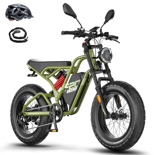 Fafrees F20 Ultra Bicicleta Eléctrica, Batería de 25 Ah/1200 WH, Fatbike de 20 x 5.0, Frenos Hidráulicos, 79 N·m, Bici de Montaña Eléctrica para Adultos, Alcance 80-140 KM (Verde)