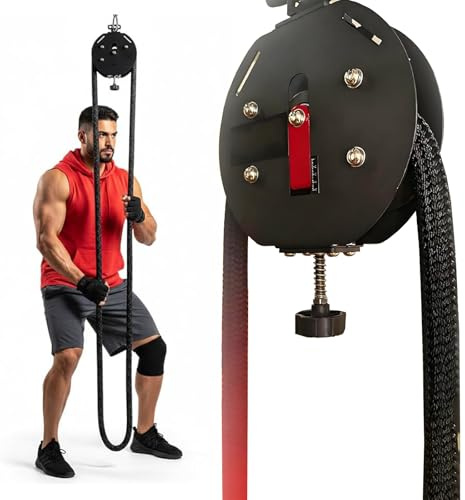Allenatore di Corde Senza Fine per Palestra Domestica, Macchina con Cavo con Puleggia di Resistenza Regolabile da 5 a 30 kg, Macchina per Tirare La Corda da Fitness per Schiena, Braccia