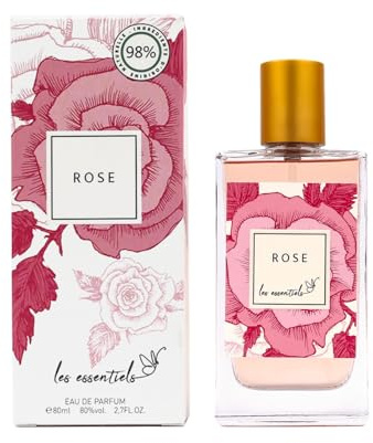 Les essentiels Rose Eau de Parfum, 98% Ingrédients d'Origine Naturelle, 80ml, 2.7 FL.OZ