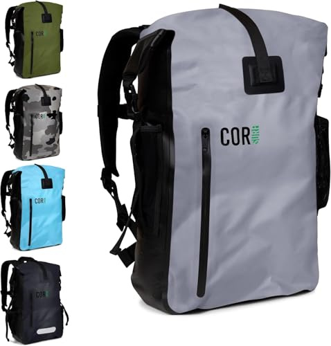 COR Surf Sac à Dos étanche avec protection pour Ordinateur Portable | Sac étange Impermeable Sac (Gris 40L)