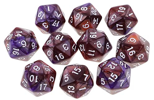Sharplace 10pcs Dés Chiffres 20 Faces Dice D20 Accessoires pour Jeux de Rôle Bar Club (Café Violet)
