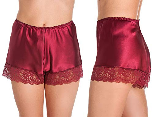 Undercover Lingerie Ltd F58 Womens Luxury Satin French Knickers Claret XXOS