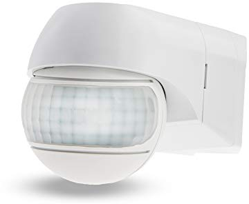 HUBER Motion 3E Detector de Movimiento infrarrojo de Esquina 220° IP44 I 230V, LED Adecuado, Ajustable Horizontal/verticalmente, Montaje en Pared/Esquina