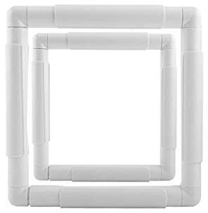 Smavles Quadratischer Stickrahmen 2 Stücke Cross Stitch Frame Stickrahmen Kunststoff,für Stickerei, Quilten, Kreuzstich, Nadelspitze, Seidenmalerei(15.2x15.2 cm,20.3x20.3 cm)