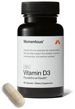 Momentous Vitamin D3 Supplement - 5,000 IU Capsules for Foundational Health Support - NSF Certified for Sport - Gluten-Free - 60 Servings