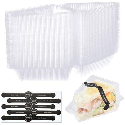 200 Pcs Cake Slice Containers with Lids Clear Plastic Hinged Cheesecake Containers Individual Disposable Triangle Cake Boxes for Pie Slice Cheesecake, Tres Leches, Flan, Desserts - Take Out Togo