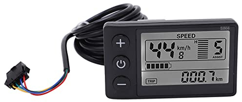 BuyWeek cykeldator, S866 elektrisk cykelhastighetsmätare 24 V 36 V 48 V elektrisk skoter kontrollpanel LCD-displaymätare med SM-kontakt