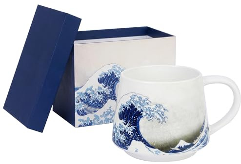 DUSVALLY Ceramic Mug The Great Wave Coffee Mug with Handle and Gift Box, 12oz Tea Cup