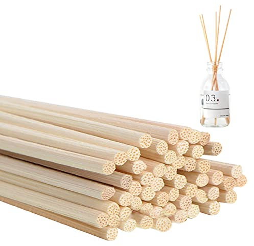 ANDSHUAI 50 Stück Duftstäbchen,duftstäbchen Nachfüller,Holzstäbchen für Raumduft,Diffuser Stäbchen,Faser Diffuser Sticks,Raumduft Stäbchen,Stäbchen für Raumduft,Holzfarbe (19cm*3mm)