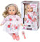 Baby Annabell Zapf Creation 709948 Sophia 43cm-weiche Stoffpuppe mit Langen blonden Haaren, rosa Puppenkleidung bestehend aus Kleid, Leggings, Schuhen, Haarband und Bürste