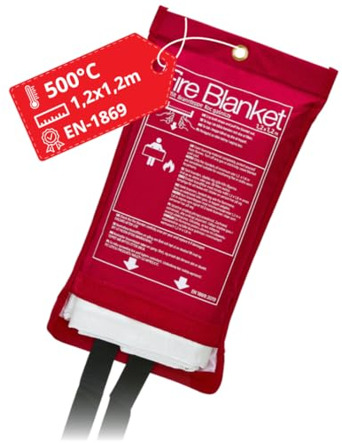 notlok Safety Work - Couverture Anti Feu [ 120 x 120 cm ] | Couverture Anti feu Incendie adaptée aux Feux de Graisse | Tissu de Fibre de Verre | Fire Blanket, Couvertures Anti-feu pour Cuisine