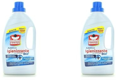 Omino Bianco - Additivo Igienizzante Liquido per Bucato, Contro Batteri e Cattivi Odori, con Tecnologia Deo+, 900 ml (Confezione da 2)