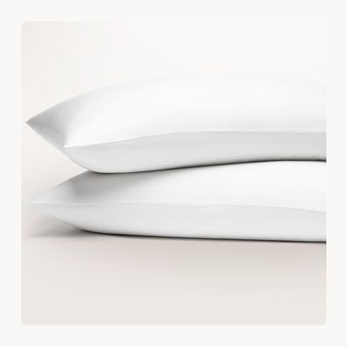 Seralino Satin Kissenbezug 70x90 Weiß (2er Set) 100% Bio Baumwolle, Fairtrade Zertifiziert, weicher Kopfkissenbezug Oeko-Tex Zertifiziert, Kissenbezüge mit Reißverschluss, Polsterbezug 70x90