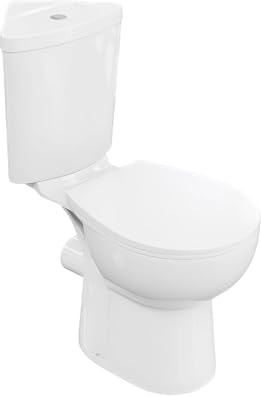 LAVITA Einteilige Stand-WC mit eingebautem Spülkasten BARTOLINI WHITE WC deckel mit Absenkautomatik Keramik Toilette Spülrandlos Toilettenschüssel Toilettenbecken Stehend + WC-Anschlussstück