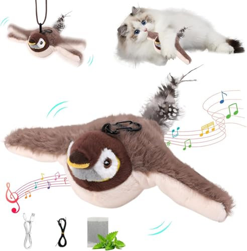 Pipihome Katzenspielzeug Vogel Spielzeug Katze, Interaktives Katzenspielzeug Selbstbeschäftigung, Elektrisches Vogelspielzeug für Katzen, Interactive Cat Toy, Flapping Bird Cat Toy