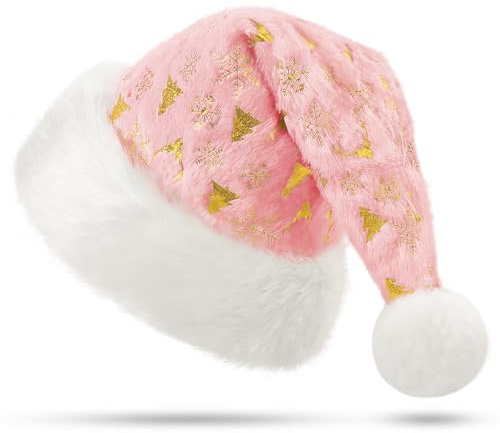 KONVINIT Gorro Papá Noel Blanco Gorro Navidad Lentejuelas Gorros de Navidad Adultos Sombreros de Santa Claus,Accesorios de Navidad para Regalos de Festividad