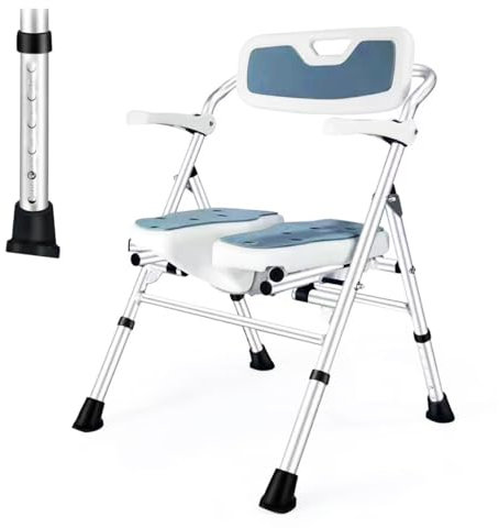 ZGFOZJGC Asiento de Silla de Ducha Resistente, Silla de baño de 380 Libras con apoyabrazos y Respaldo, Silla de Ducha Ajustable y Extra Ancha para bañera, Silla de Ducha para Ducha Interior para pers