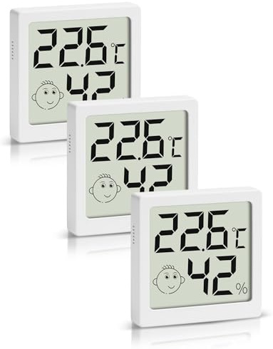 Digital Thermomètre Hygromètre Mini, Intérieur Thermo HygromèTre Indicateur Précision D'ambiance Moniteur de Température et Humidimètre pour la maison, le bureau, la voiture (blanc-3 pièces)