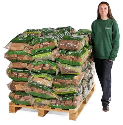 2 bags of Premium Kiln Dried Hardwood Logs, 25 cm Length, 10 kg Bag, for Wood Burners, Log Fires, BBQs, Camp Fires and Fire Pits