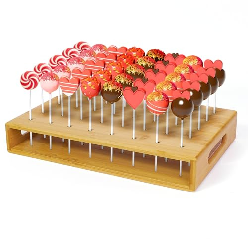Cake Pop Stand con 100 cake pops tallos, 40 agujeros Lolly Stand Candy Bar Madera, Cake Pops Soporte para decorar y mostrar cake pops perfecto para cumpleaños infantiles, decoración de fiesta de boda