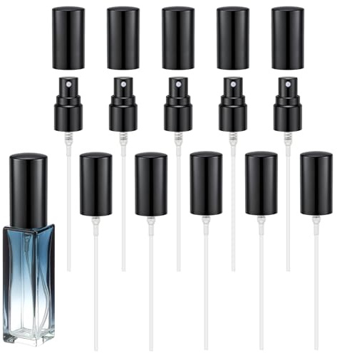 Segbeauty Bomba de Spray de Perfume, 10 Piezas Bomba de Pulverización para Perfume, Niebla Fina, con Tapa, Accesorios para DIY y Recambios (Negro)