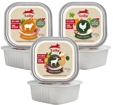 Leiky Nassfutter Hund 6X 300g, Probierpaket