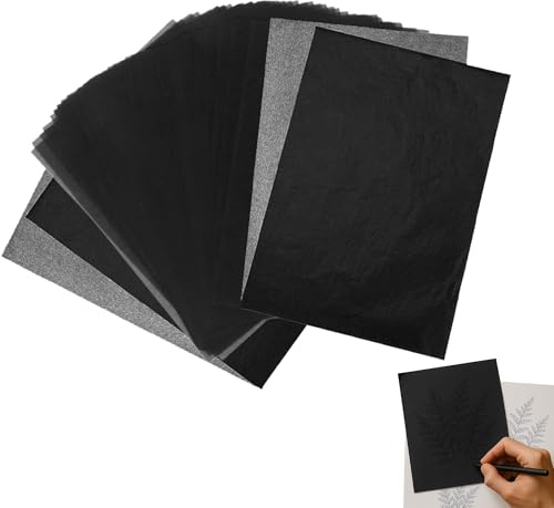 Caldamn 50 Blatt Pauspapier A4 21x29.7cm (Schwarz) Kohlepapier Schwarzes Transferpapier Übertragen Sie Muster Kann Mehrfach Verwendet Werden Transferpapier Kohlepapier A4 für Papier Keramik Holz