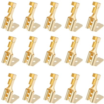 EMSea Lot de 50 bornes de câble à ressort inversées en laiton 6,3 mm, section transversale de 1,0 à 2,5 mm², convient pour les applications industrielles de bureau automobile