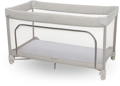 Maxi-Cosi Merlin, 2 in 1 Culla da Campeggio Neonato & Area Giochi, 0-4 Anni, 0-18 kg, Lettino da Viaggio Bambini, Chiusura in 1 Secondo, Materasso 120x60 cm, Finestra Laterale, Elegance Beige