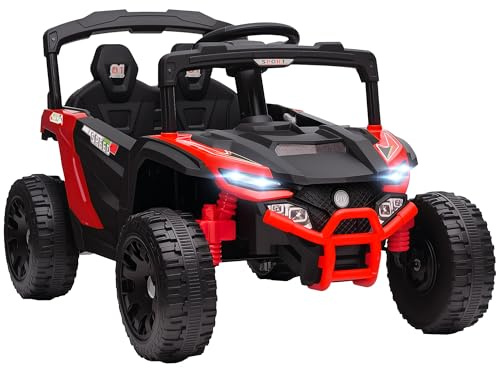 AIYAPLAY Voiture Électrique Enfant UTV, 12 V à 2 Moteurs 3-8 Ans Rouge | Buggy Électrique Enfant, avec Télécommande, Phares LED, Musique et Klaxon