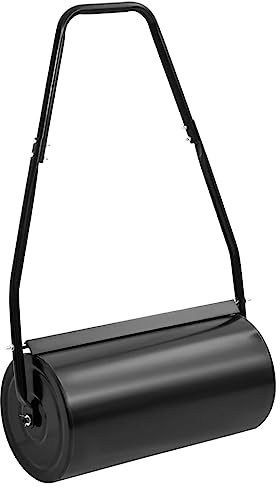 Kaloriko Rodillo de césped con mango negro, 42 L, capacidad de hierro y acero, rodillo de jardín para alisar, compactar y presionar el suelo, semillas, pradera manual para el cuidado del jardín