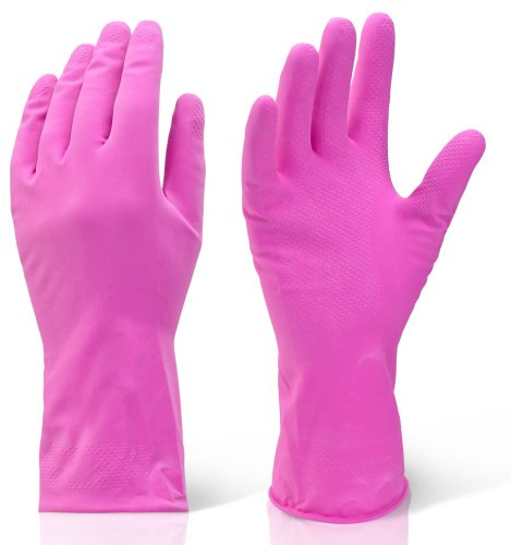 Small Pink Industrial Cleaning & Washing Up Rubber Gloves. Comes With TCH Anti-Bacterial Pen!