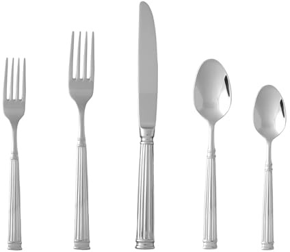 FORTESSA Doria 18/10 Stainless Steel Flatware, 5 Piece Place Setting With Table Knife, Forks and Spoons (Service For 1), Dishwasher Safe, Polished