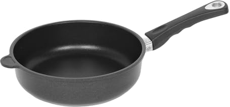 Lotus Gusspfannen - Hochrandpfanne Ø 24cm, Bodenmaß 18,5cm, Höhe 7,5cm, Deckelmaß 24cm (mit abnehmbarem Griff)