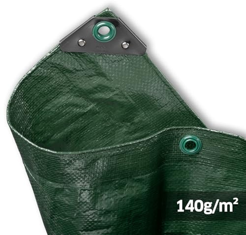 Noor Lona Profesional – 140 g/m² – 12 x 15 m – Verde – Lona Multiusos para protección contra la Intemperie – Ideal para Zonas de jardín – Estabilizado a los Rayos UV, Revestimiento por Ambos Lados