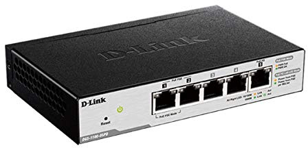 D-Link DGS-1100-05PD 5-Port Gigabit PoE Smart Managed Switch (10/100/1000 Mbit/s, ohne externen Stromanschluss)