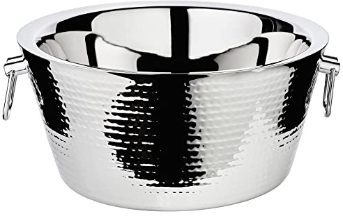 EDZARD Champanera Ontario (Ø 38 cm, H 18 cm), acero inoxidable doble pared, con asas, para 5 botellas – enfriador de champán grande, enfriador de cava, enfriador de vino