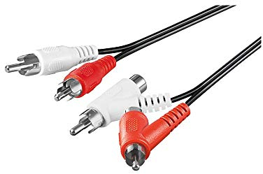 Goobay 50214 Stereo Cinch Kabel 2x Cinch Stecker auf 2x Cinch Stecker mit Buchse RCA Kabel Audiokabel Receiver HiFi Coax Kabel Subwoofer Kabel 1,5m
