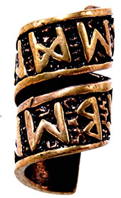 Beard / Hair Holder Beaded Bronze Runes Design