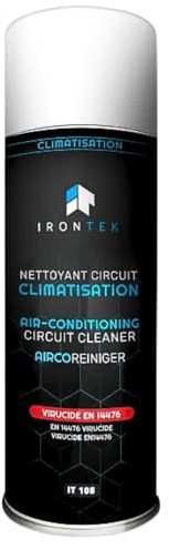Nettoyant Climatisation voiture et Maison 400ml - IRONTEK | IT108 | Mousse Désinfectante | Spray Aérosol Bactéricide & Fongicide | Élimine Odeurs Parfum Menthol