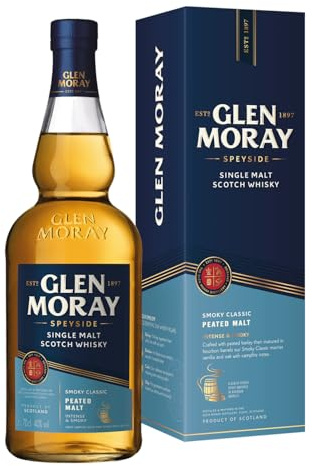 Glen Moray Peated, Schottischer Single Malt Whisky aus der Speyside, rauchig-torfiger Geschmack, mit Geschenkverpackung, 1 x 0,7 l