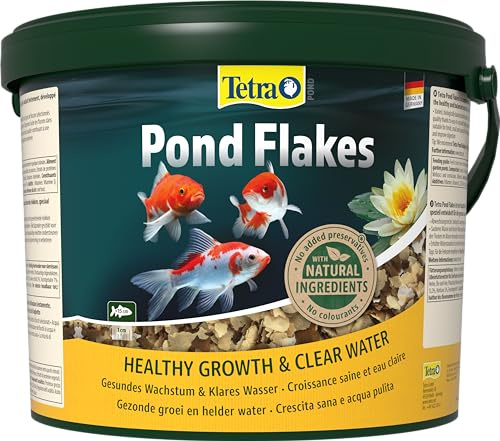 Tetra Pond Flakes 10 L Mangime per Pesci in Fiocchi, Ottimale per Pesci Giovani e di Piccole Dimensioni del Laghetto da Giardino