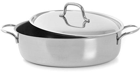 Gierre 402538 Casseruola Inox Ovale 2 Manici con Coperchio 38 Cm