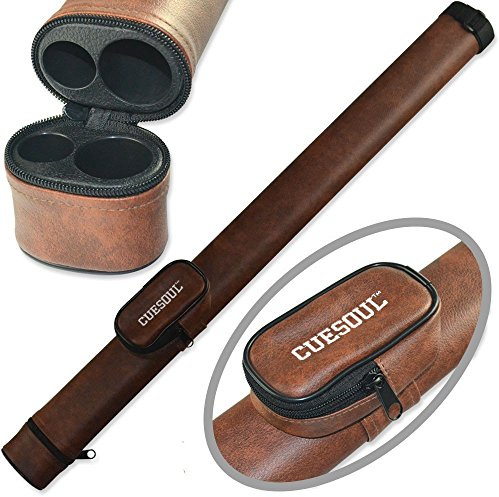 CUESOUL 1x1 Hard Pool Cue Billiard Stick Carrying,Brown Cue Case 1x1 Holds 1 Butt and 1 Shaft