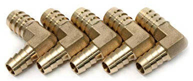 LTWFITTING 90 deg reducerande armbåge mässing hullmontering 1,27 cm x 3/8 tum (10 mm) slang ID luft/vatten/bränsle/olja/inerta gaser (5-pack)