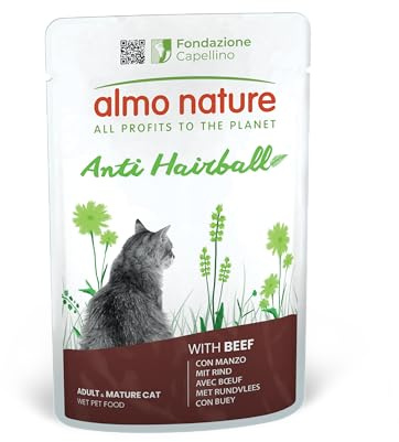 Almo Nature Functional - Anti Hairball - Comida Húmeda para Gatos Adultos y Mayores - con Res - Contrarresta la Formación de Bolas de Pelo - 70g (Paquete de 30)